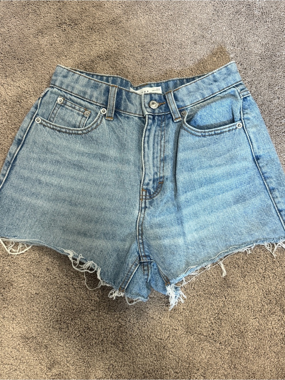 Topshop Light Wash High-Waist Denim Cutoff Shorts
